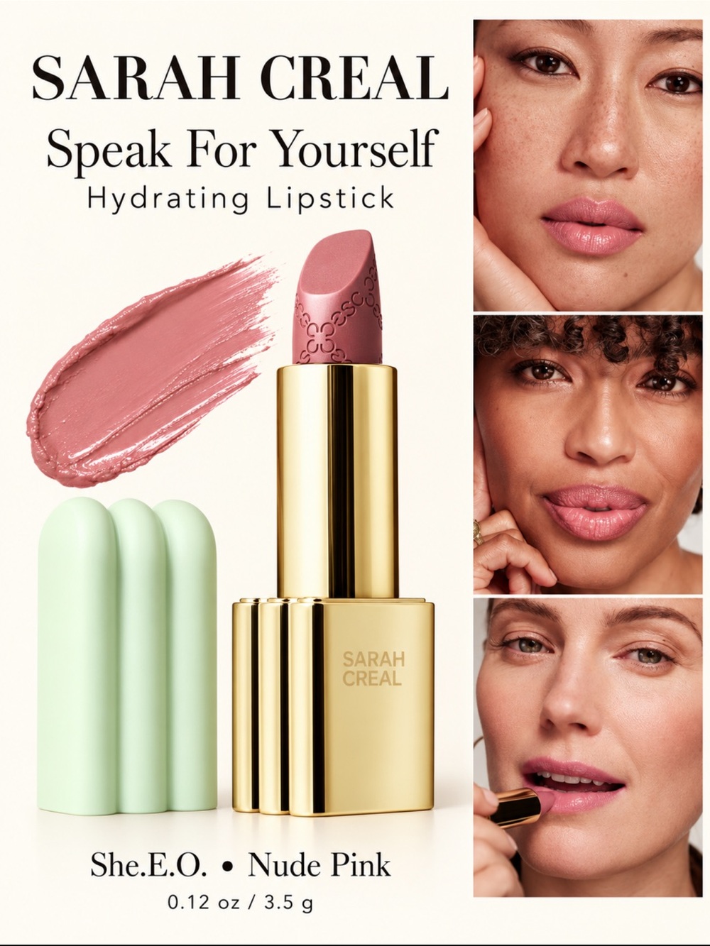 Sarah Creal Speak For Yourself Hydrating Lipstick - Nude Pink